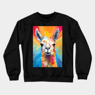 Llama Face Abstract Colorful Art Crewneck Sweatshirt